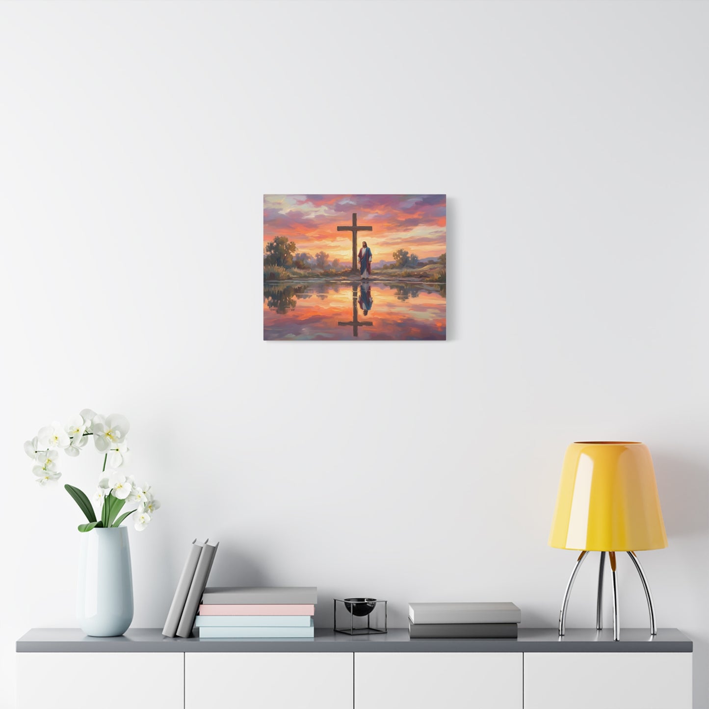 “Living Water - Cross Reflected at Dawn” - Canvas Art