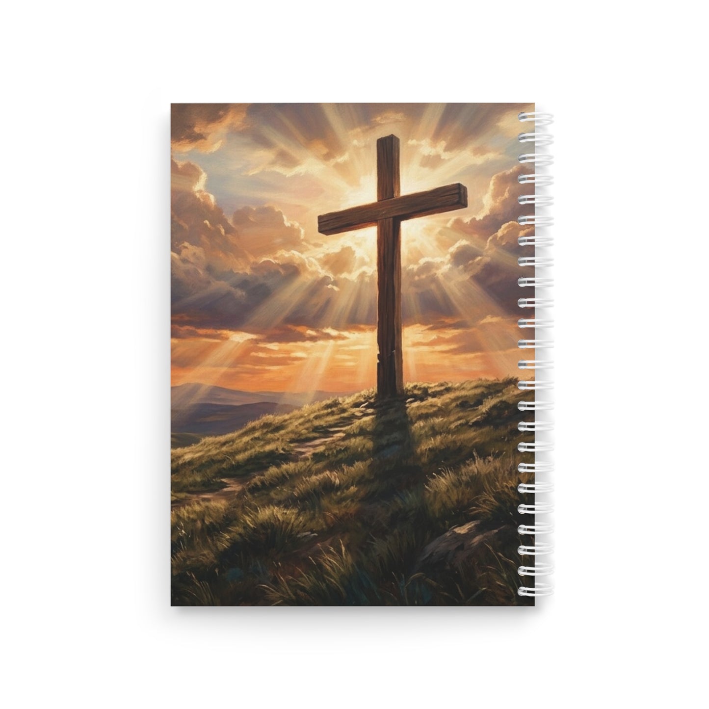 “The Old Rugged Cross - Sunset at Calvary” - Spiral Notebook
