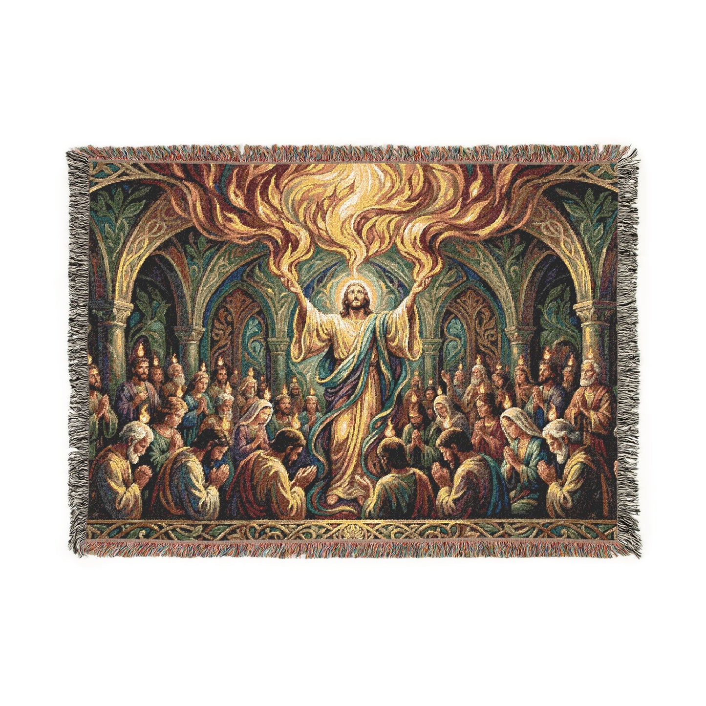 “Spirit Poured Out - Pentecost Flames Descending” - Woven Blanket