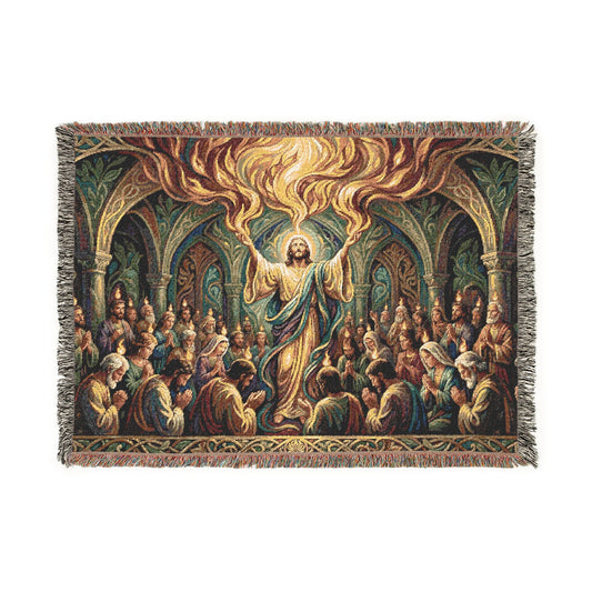 “Spirit Poured Out - Pentecost Flames Descending” - Woven Blanket