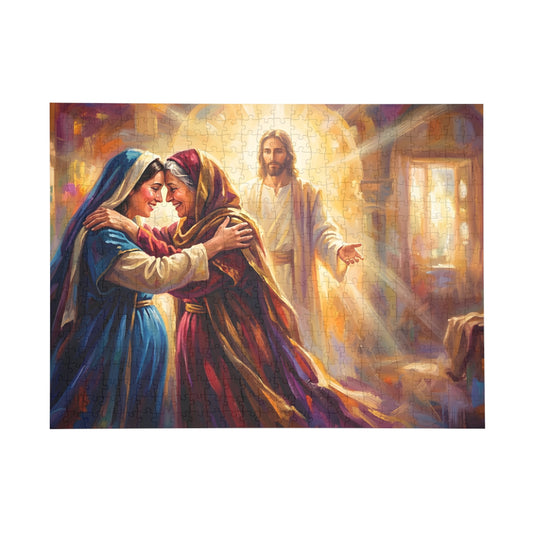 “Divine Embrace - Mary and Elizabeth's Joyful Meeting” - Jigsaw Puzzle