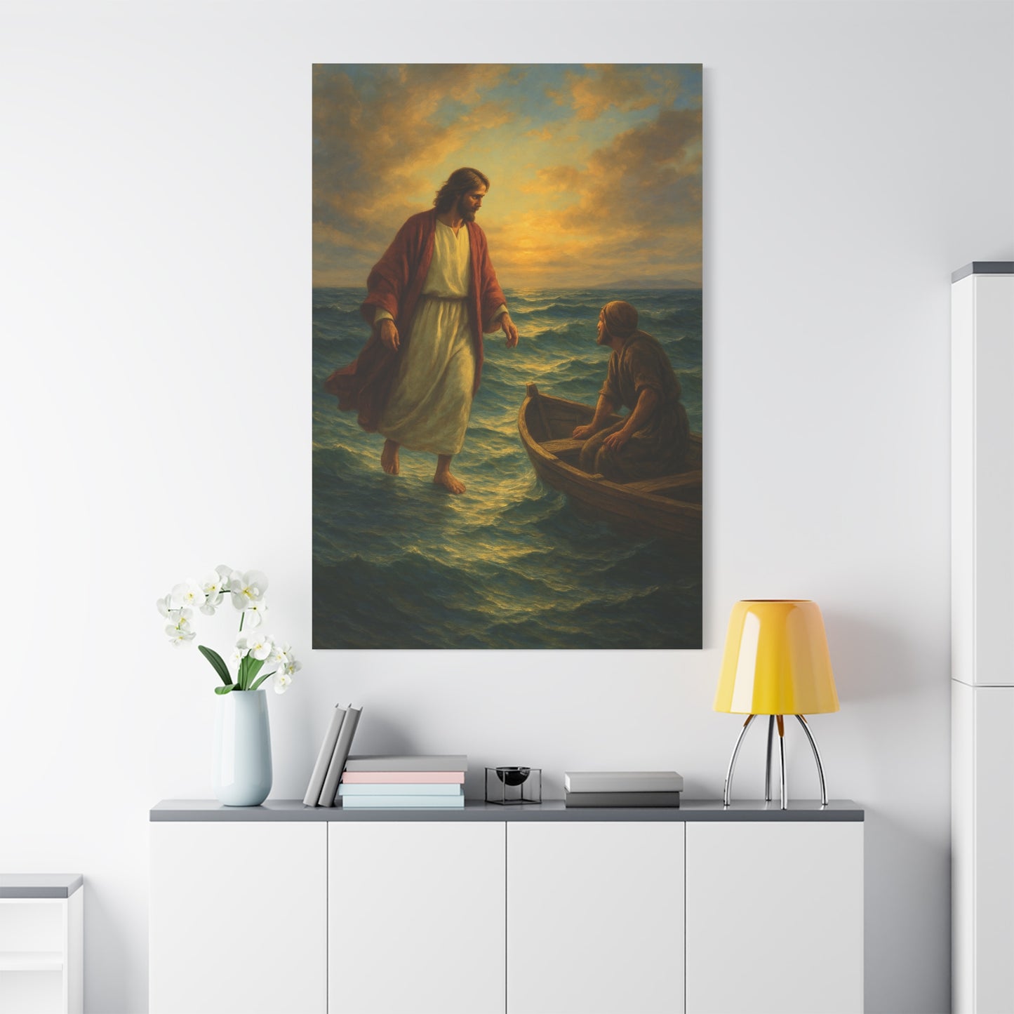 “Jesus Walks on Water – Divine Faith in the Storm” - Canvas Art