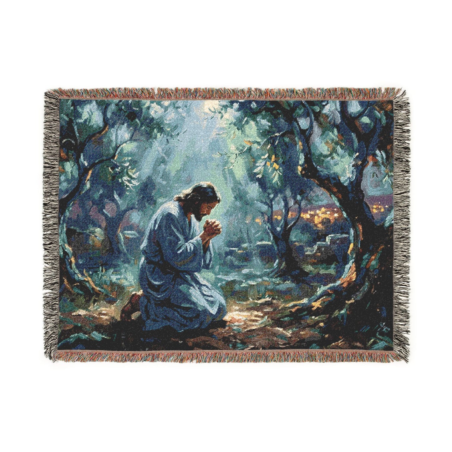 “Thy Will Be Done - Gethsemane Moonlight Prayer” - Woven Blanket