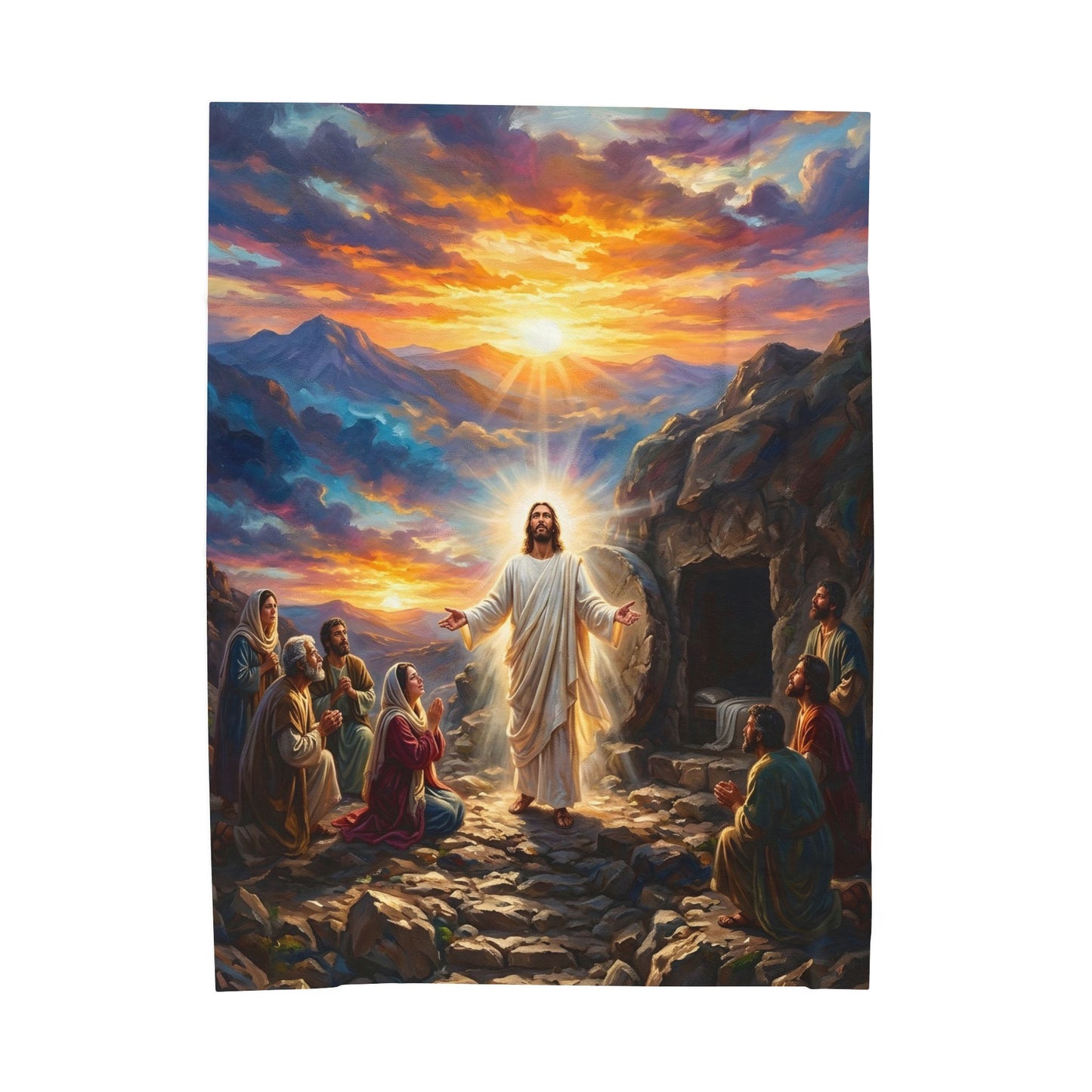 “He Is Risen - The Empty Tomb at Dawn” - Plush Blanket