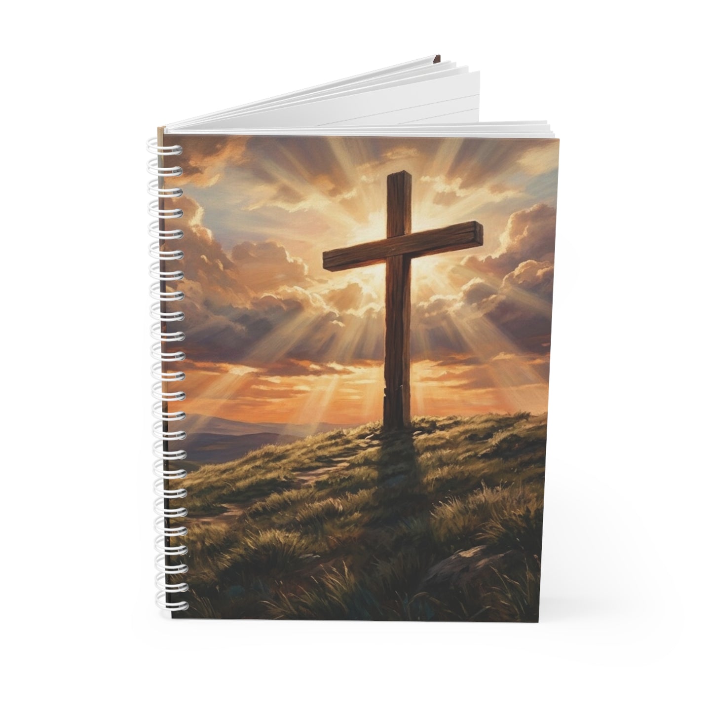 “The Old Rugged Cross - Sunset at Calvary” - Spiral Notebook