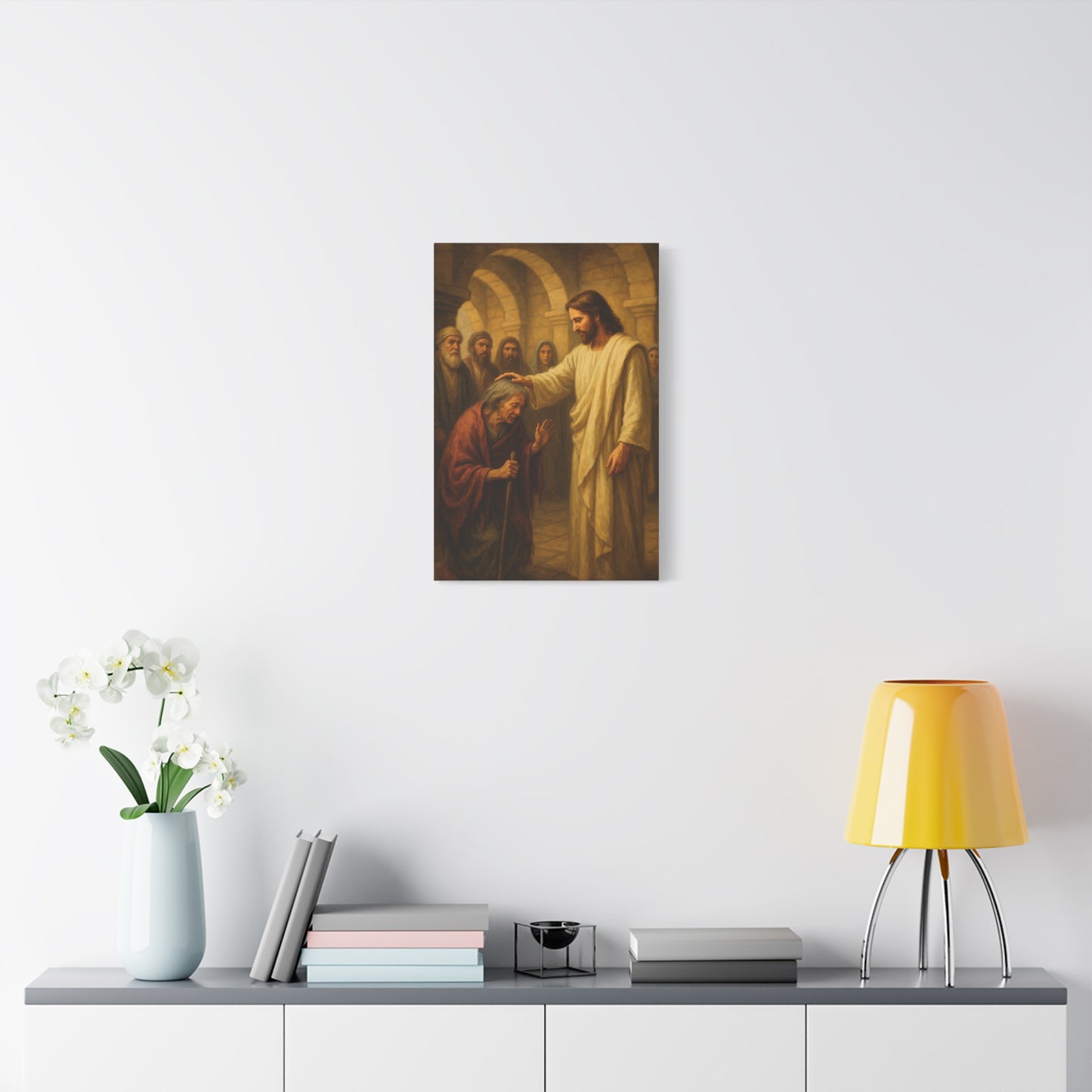 “Jesus Heals the Woman Bent for 18 Years – Luke 13:10–17” - Canvas Art