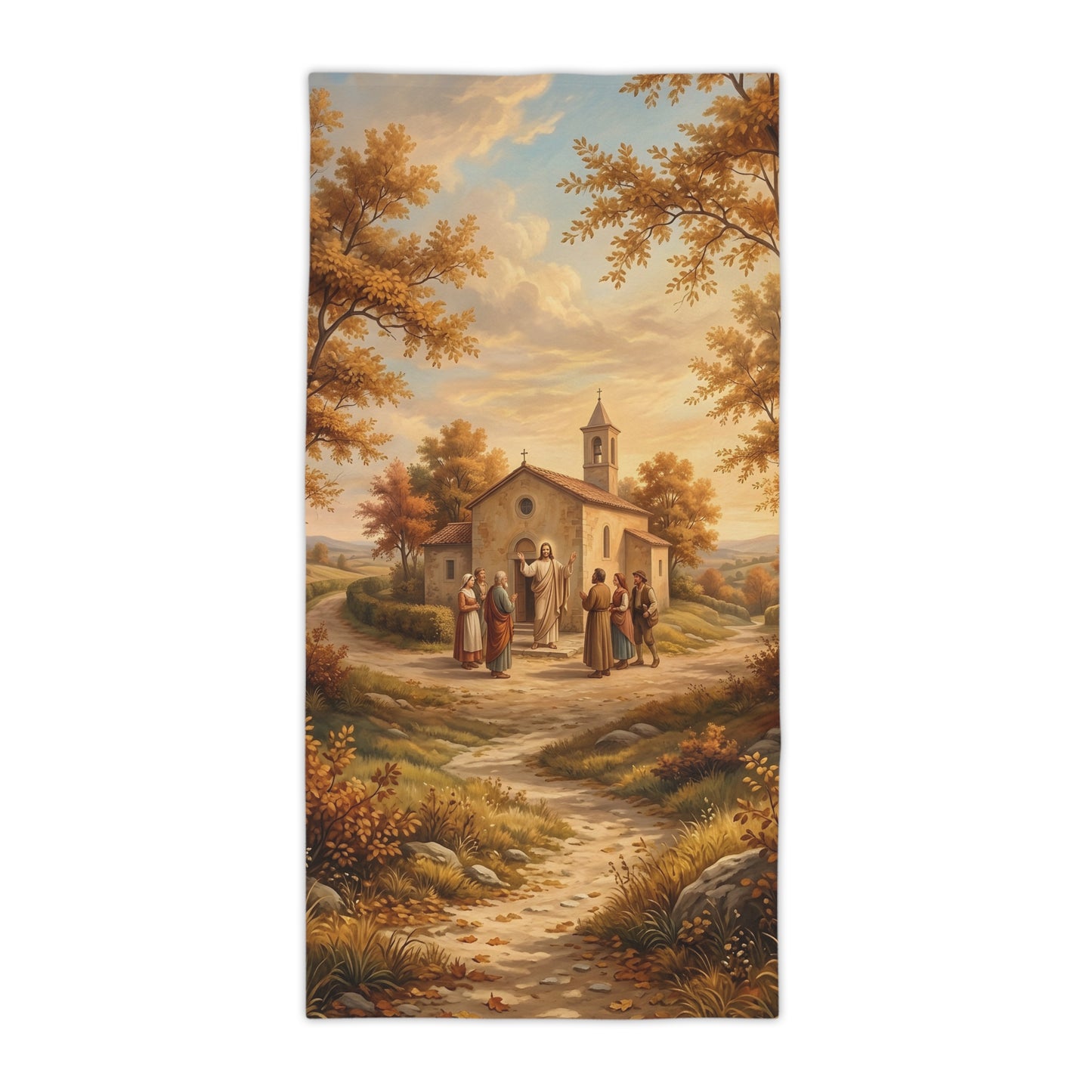 “Sanctuary in Serenity - Autumn's Golden Embrace” - Beach Towel