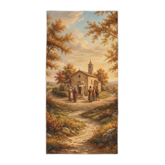 “Sanctuary in Serenity - Autumn's Golden Embrace” - Beach Towel