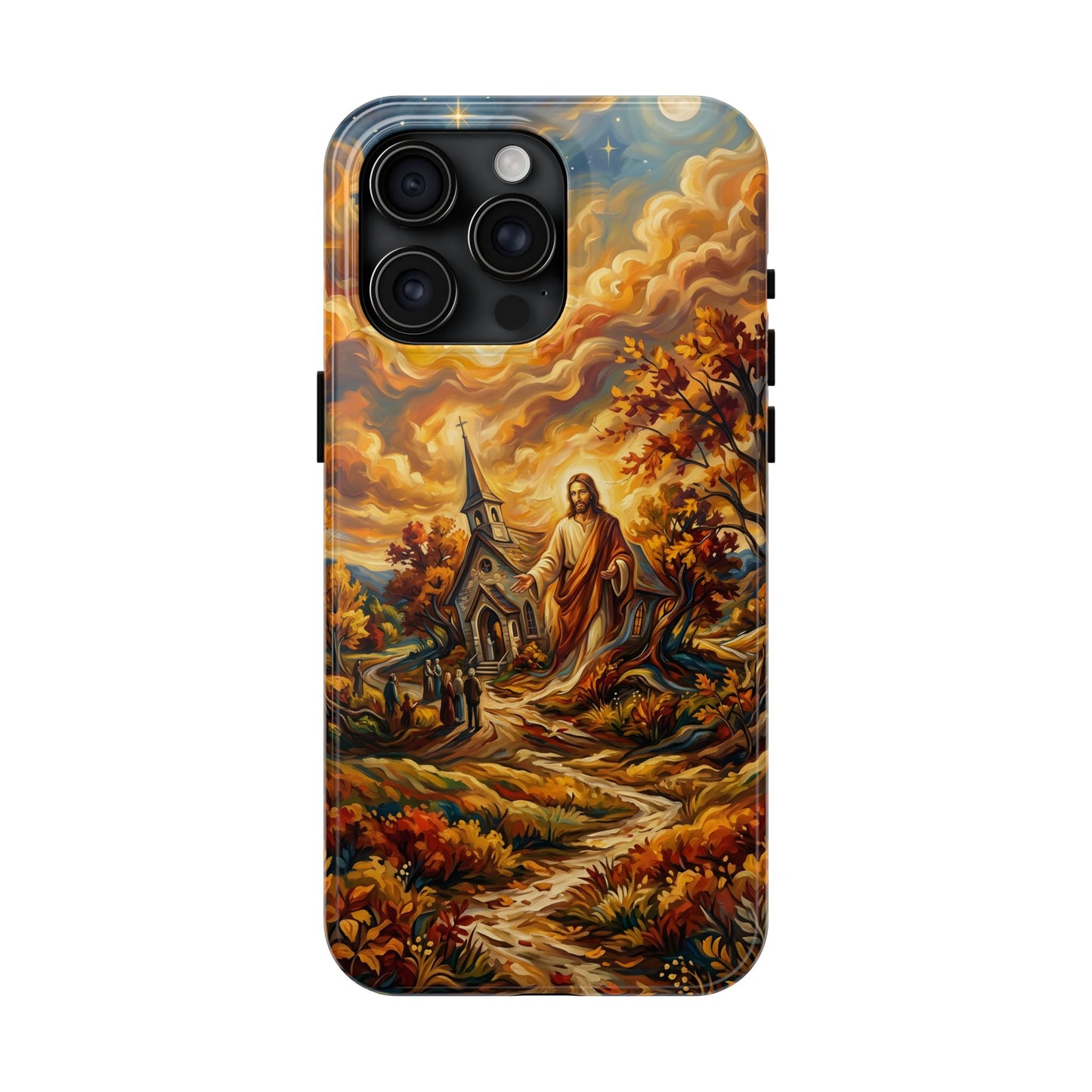 “Abide With Me - Autumn Church at Sunset” - Phone Case