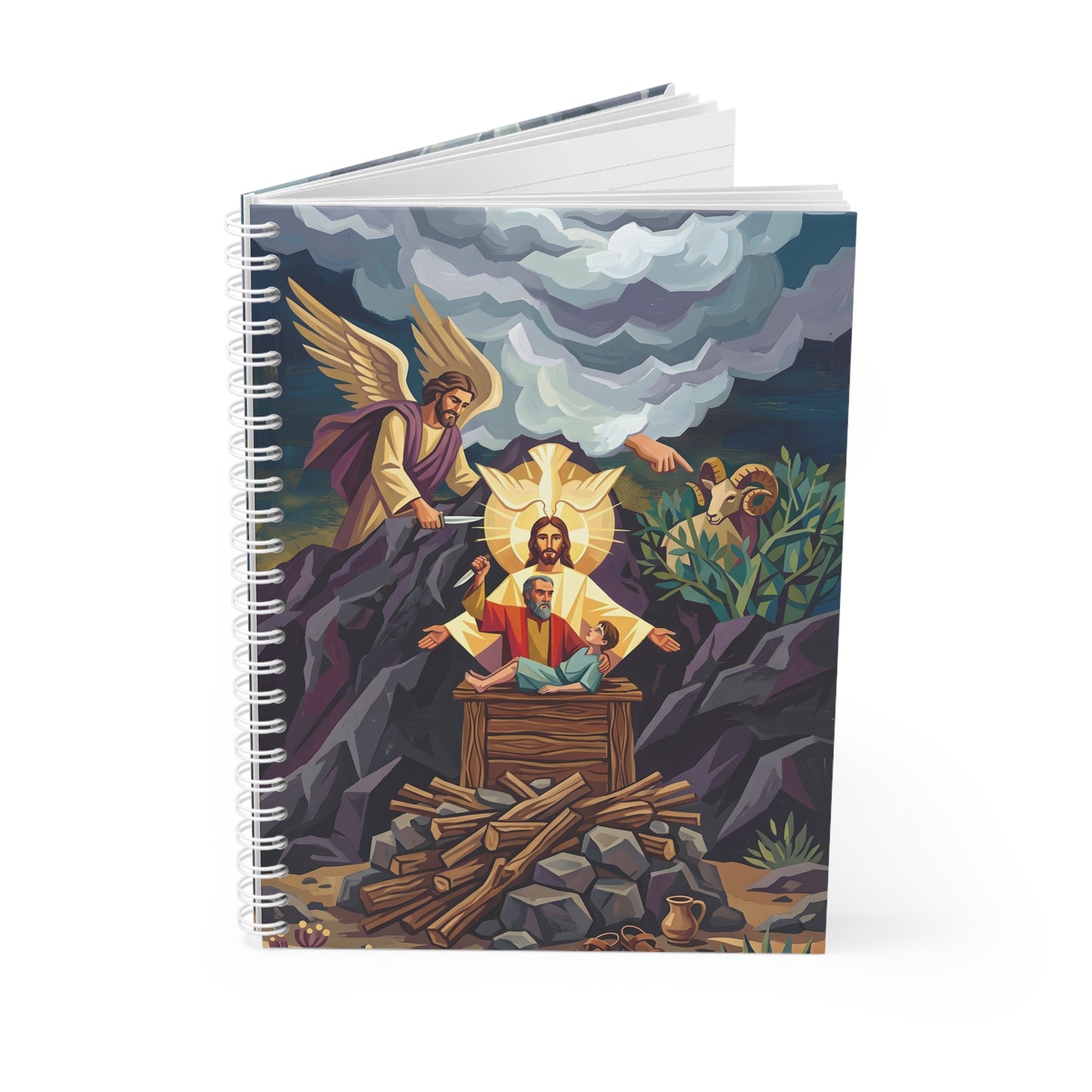 “The Lord Will Provide - Abraham and Isaac on Mount Moriah” - Spiral Notebook
