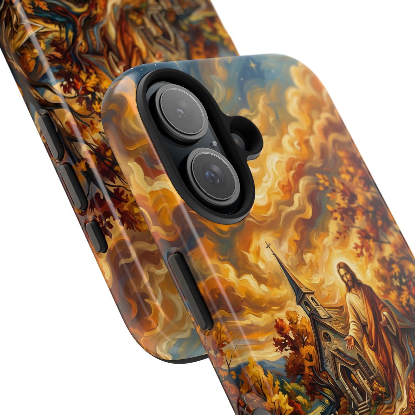 “Abide With Me - Autumn Church at Sunset” - Phone Case