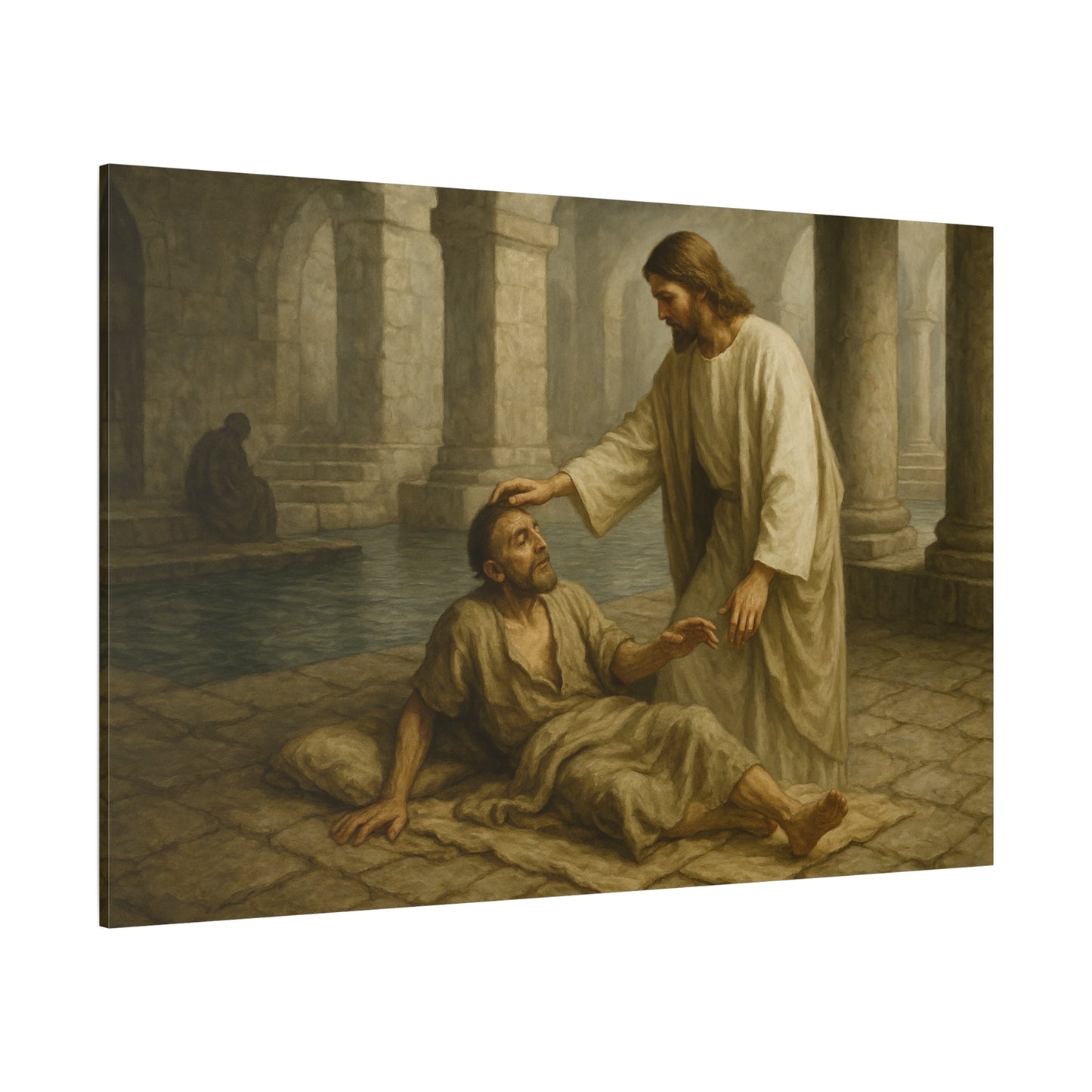 “Rise, Take Up Your Mat – Jesus Heals at the Pool of Bethesda” - Canvas Art