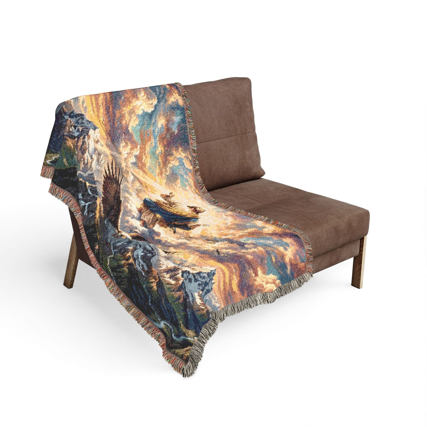 “Soaring Like Eagles - Hope in the Lord Over Mountains” - Woven Blanket