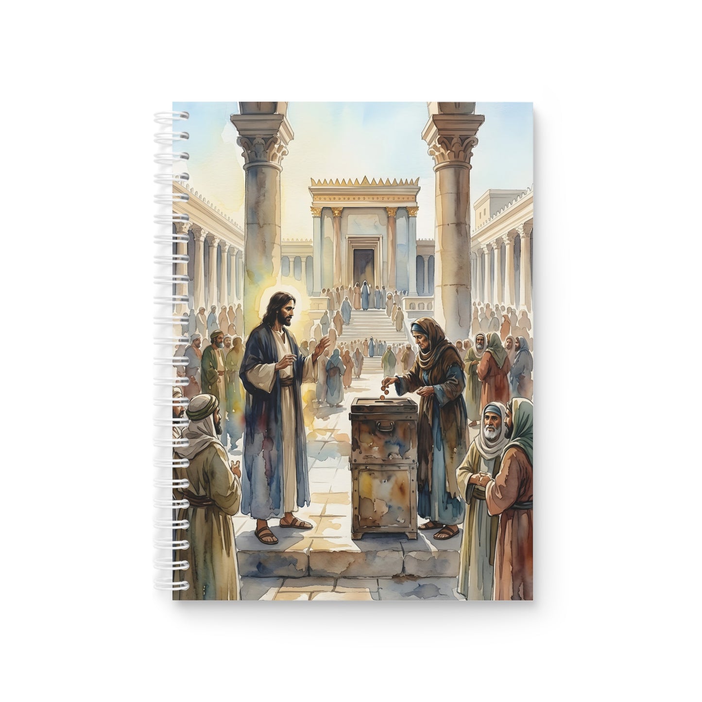 “Her Offering - The Widow's Mite at the Temple” - Spiral Notebook
