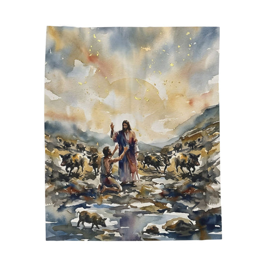 “Unchained - Jesus and the Demoniac” - Plush Blanket