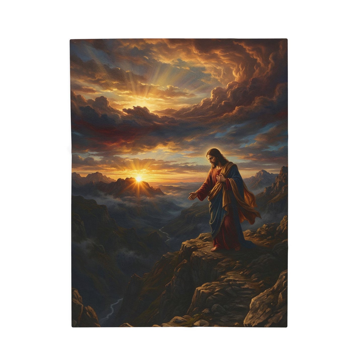 “Joy Comes in the Morning - Sunrise Over Dark Valley” - Plush Blanket