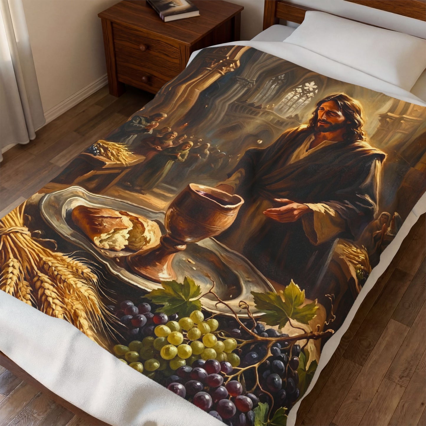“The Harvest of Faith - Communion Still Life” - Plush Blanket