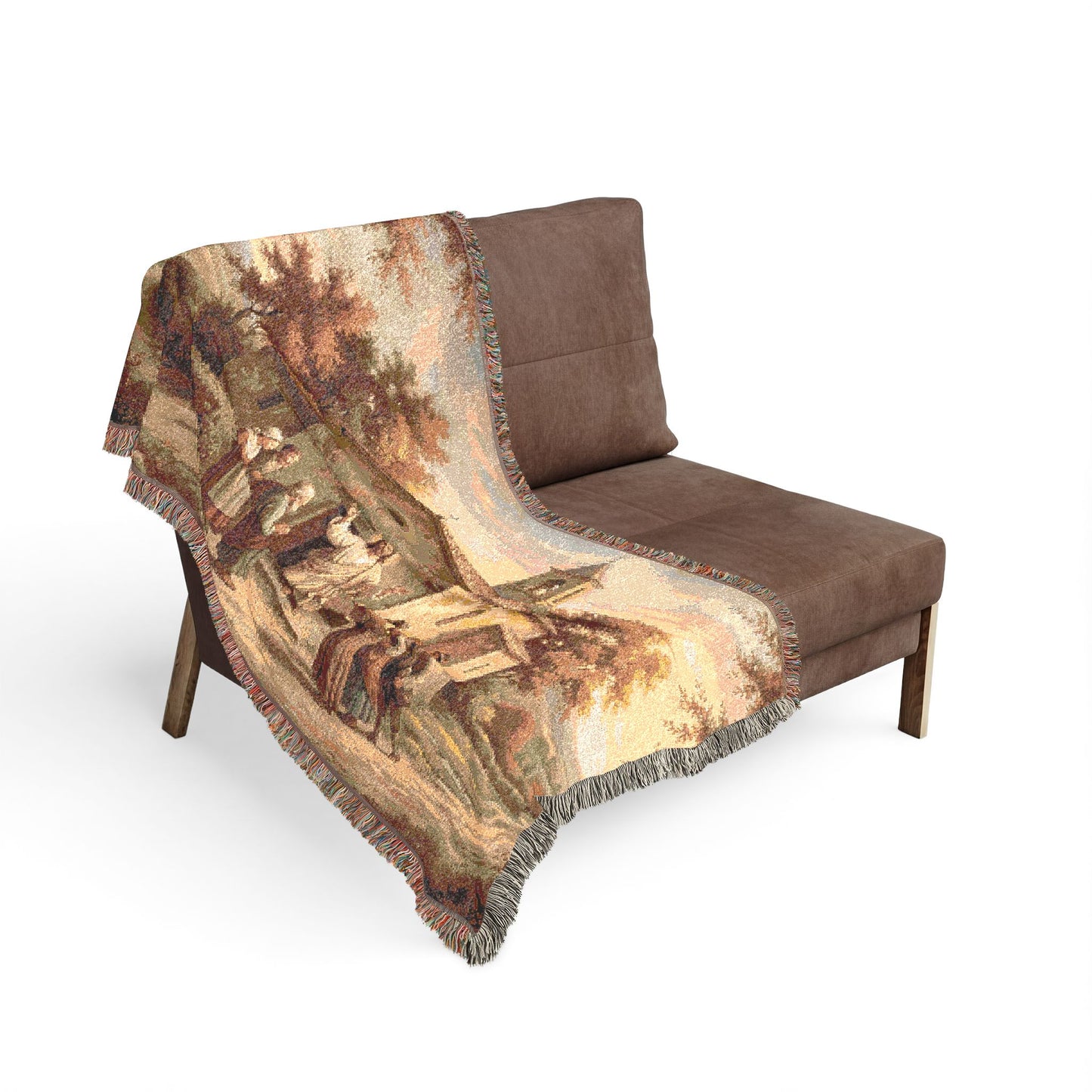 “Sanctuary in Serenity - Autumn's Golden Embrace” - Woven Blanket