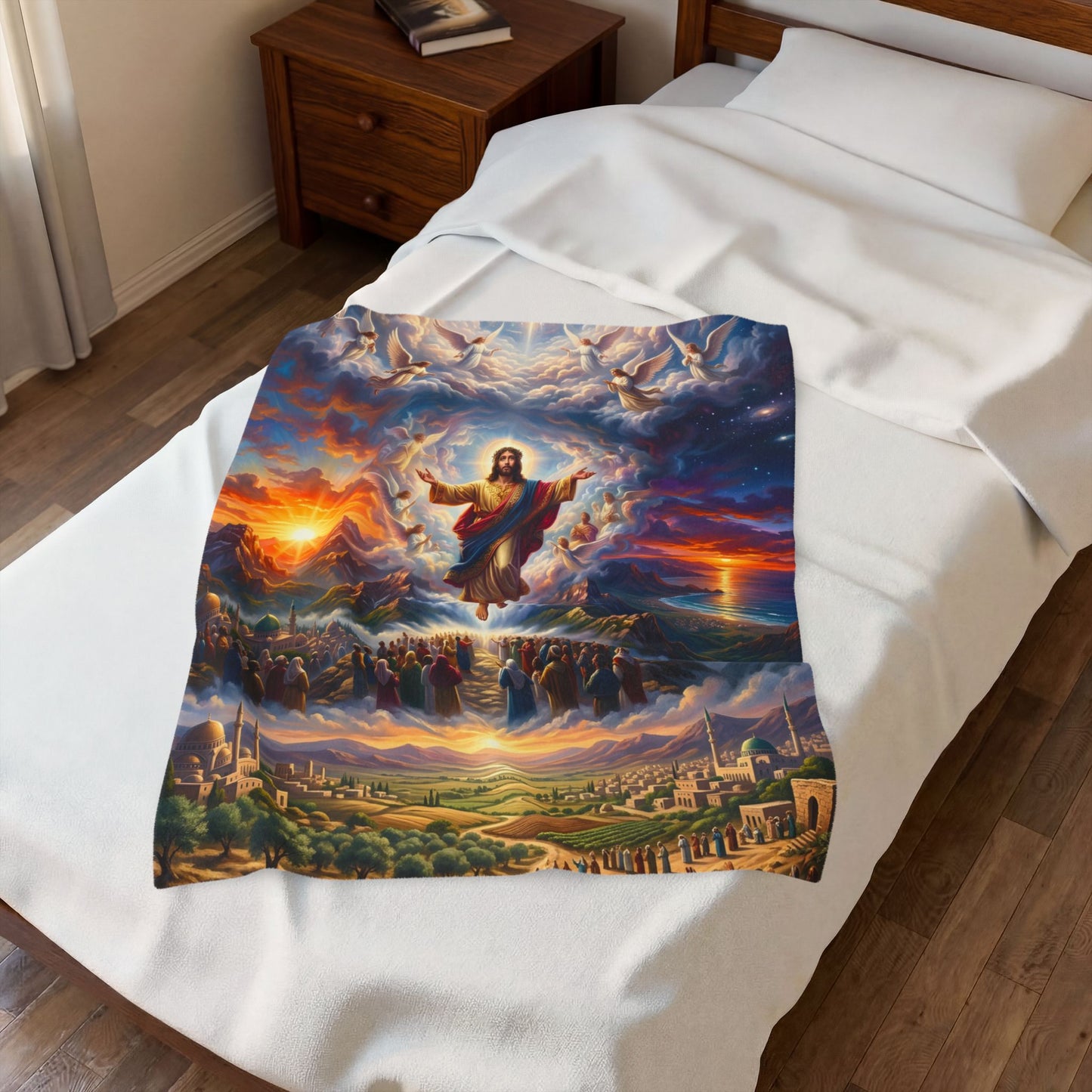 “From Sunrise to Sunset - God Enthroned Above All Nations” - Plush Blanket