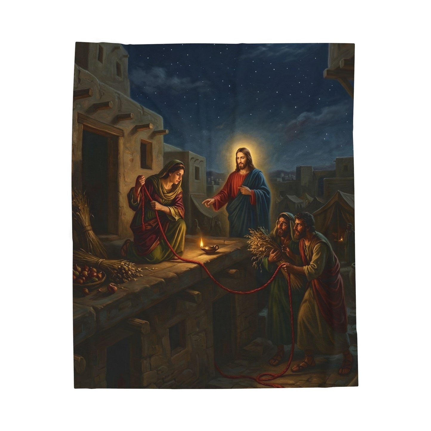 “Scarlet Cord - Rahab and the Spies” - Plush Blanket