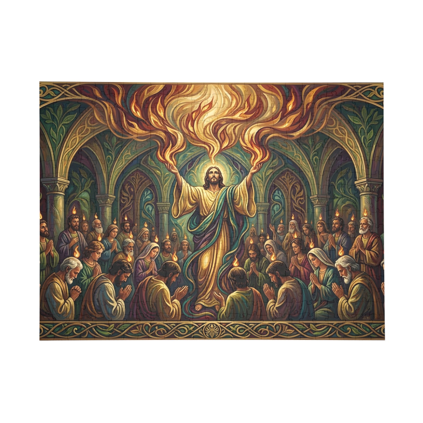 “Spirit Poured Out - Pentecost Flames Descending” - Jigsaw Puzzle