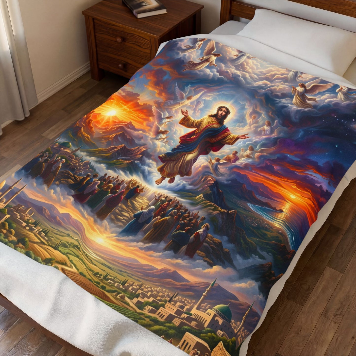 “From Sunrise to Sunset - God Enthroned Above All Nations” - Plush Blanket