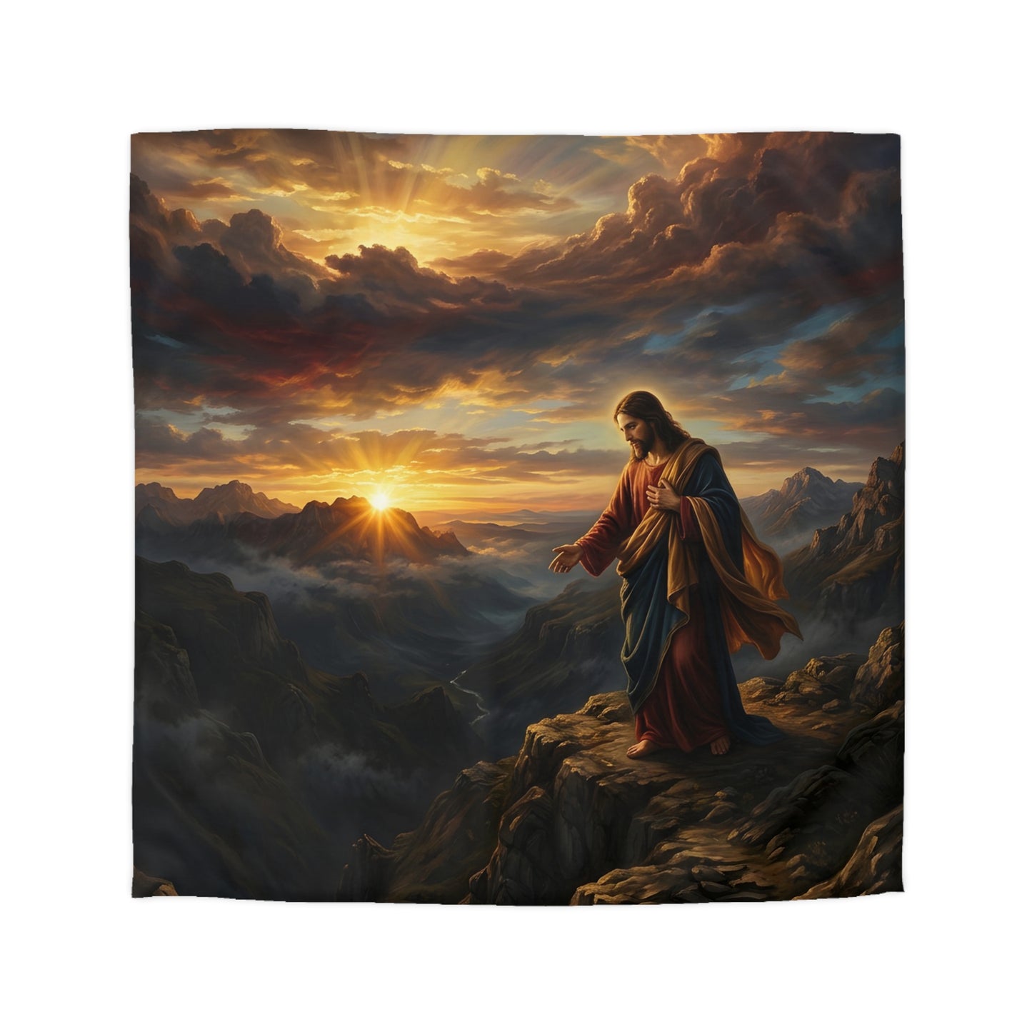 “Joy Comes in the Morning - Sunrise Over Dark Valley” - Duvet Cover