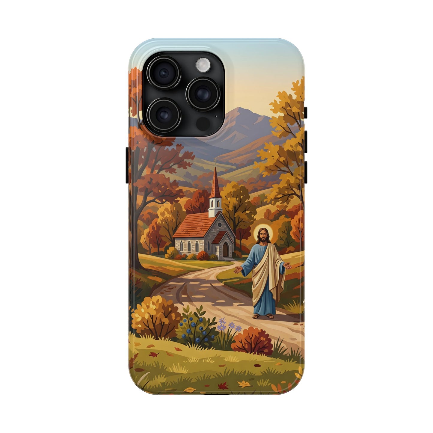 “Golden Harvest - Autumn Church in Tranquility” - Phone Case
