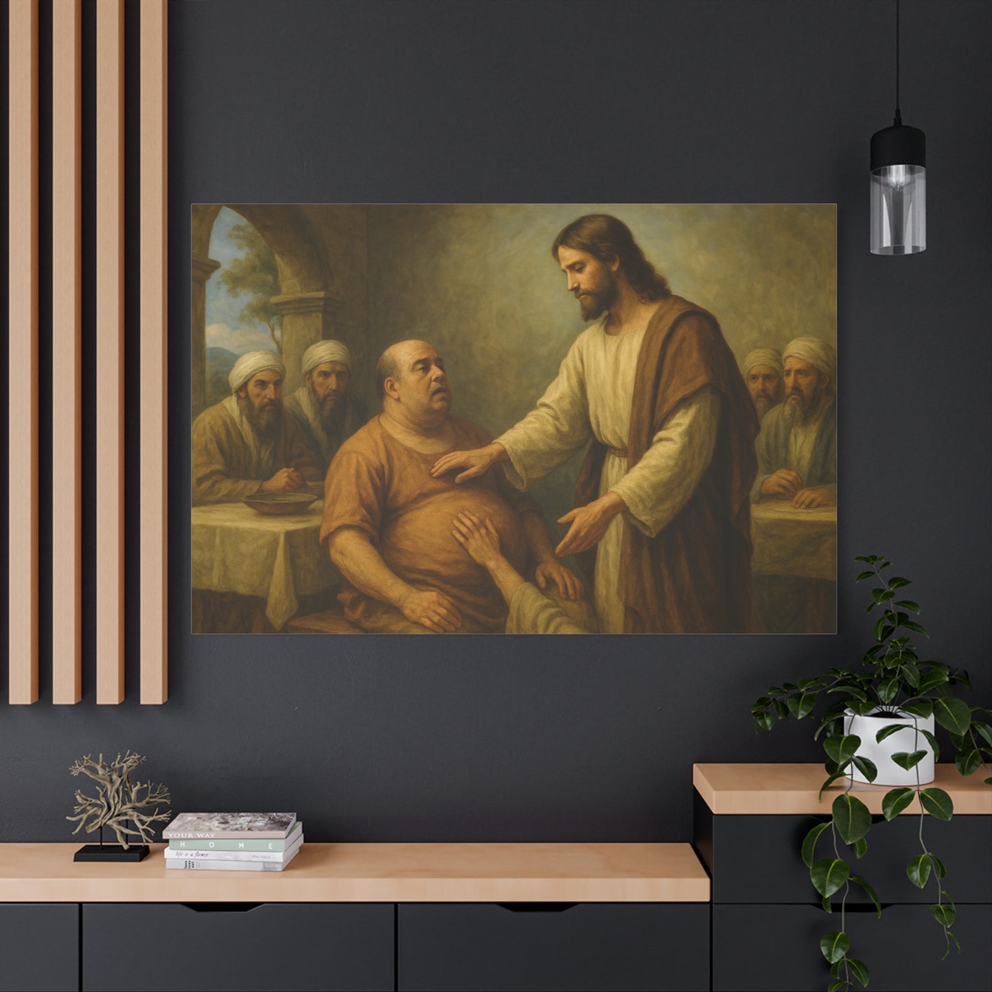 “Jesus Heals a Man with Dropsy – Luke 14:1–4” - Canvas Art