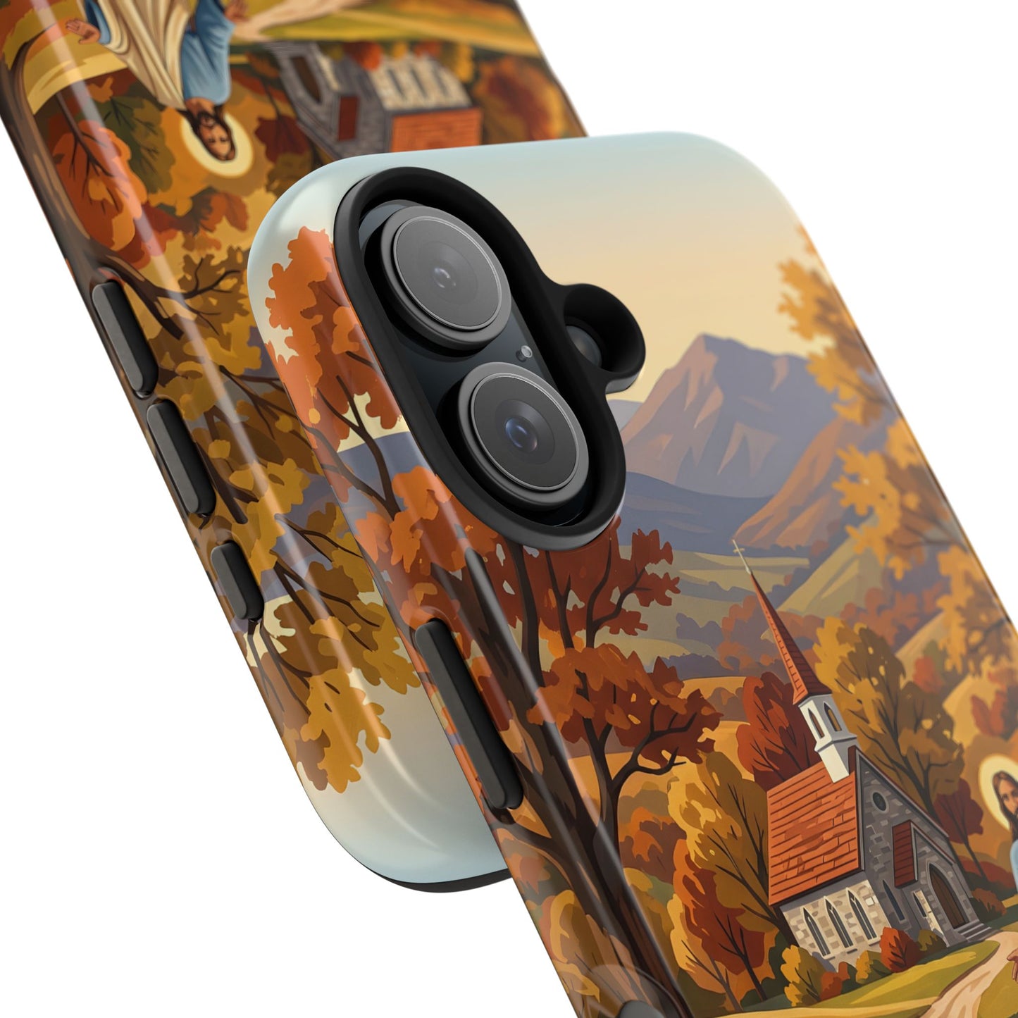 “Golden Harvest - Autumn Church in Tranquility” - Phone Case