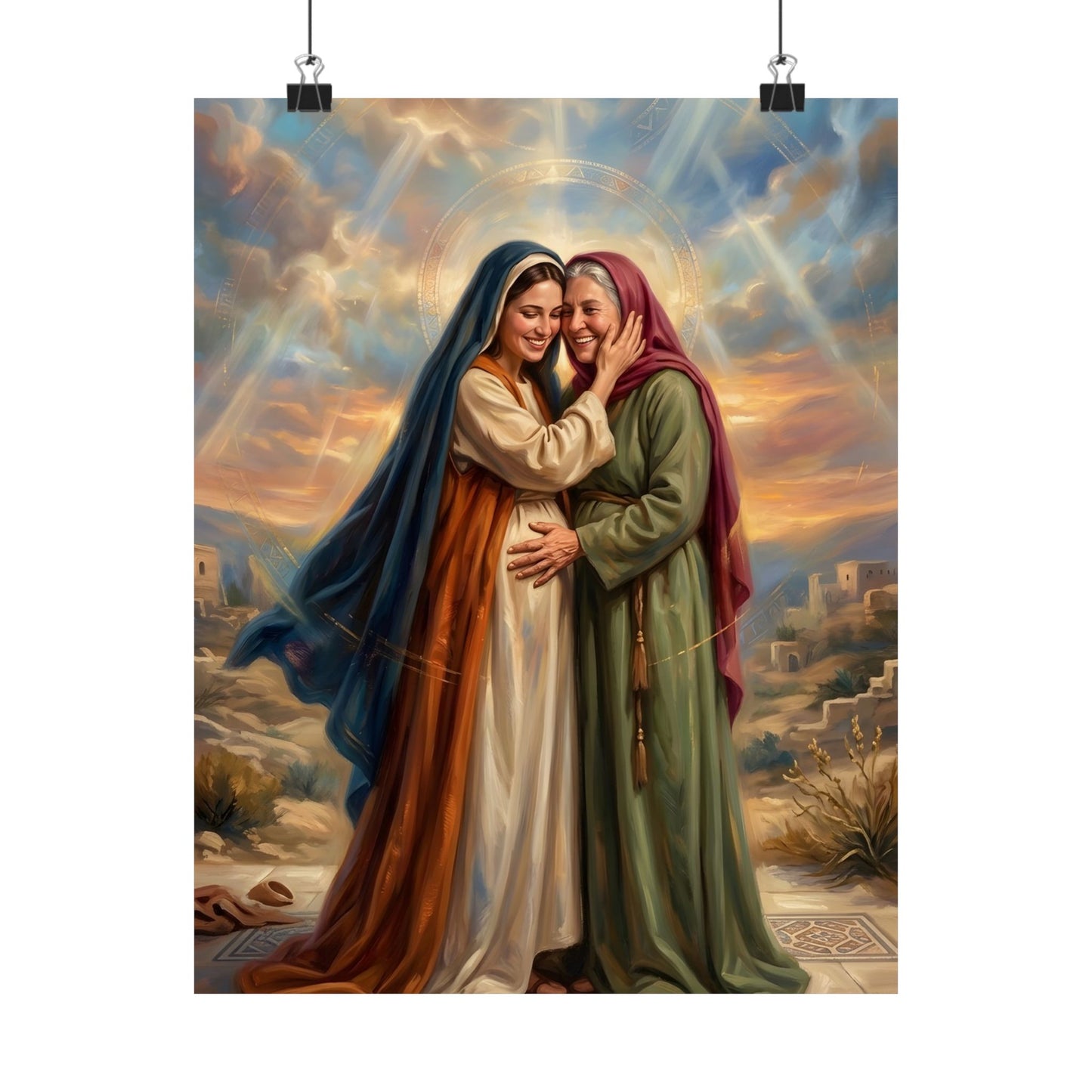 “Blessed Among Women - Mary and Elizabeth Embrace” - Poster