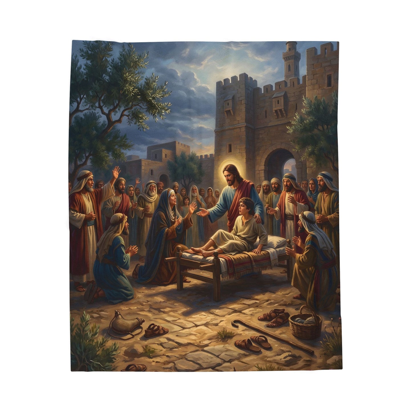 “Arise, Young Man - Resurrection at Nain” - Plush Blanket