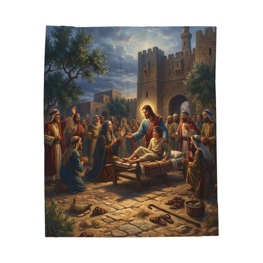 “Arise, Young Man - Resurrection at Nain” - Plush Blanket