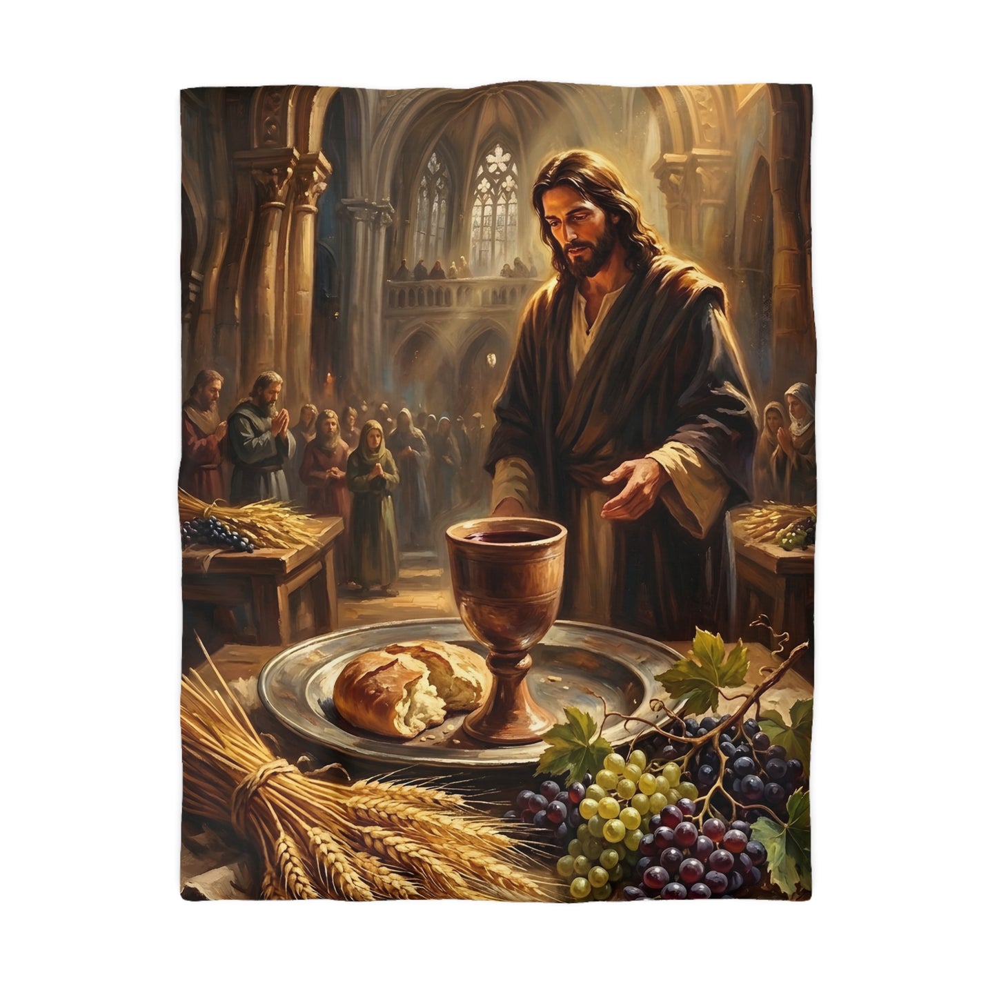 “The Harvest of Faith - Communion Still Life” - Duvet Cover