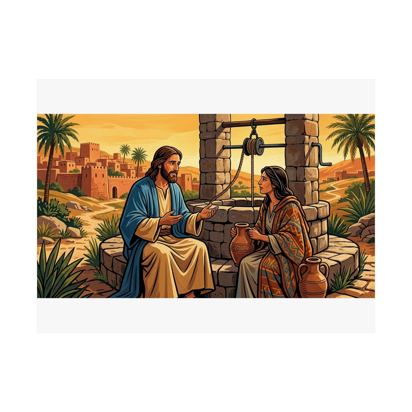 “Living Water - Jesus and the Woman at the Well” - Poster