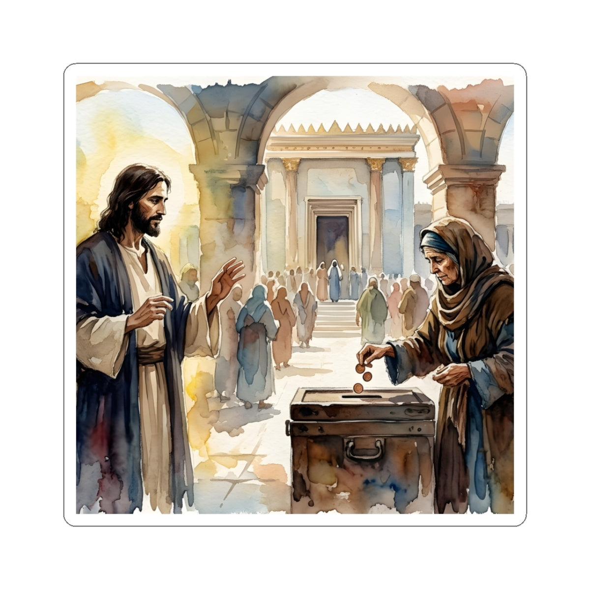 “Her Offering - The Widow's Mite at the Temple” - Sticker