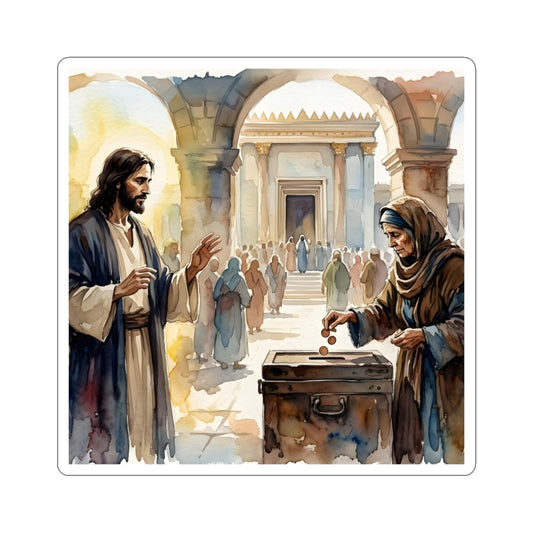 “Her Offering - The Widow's Mite at the Temple” - Sticker