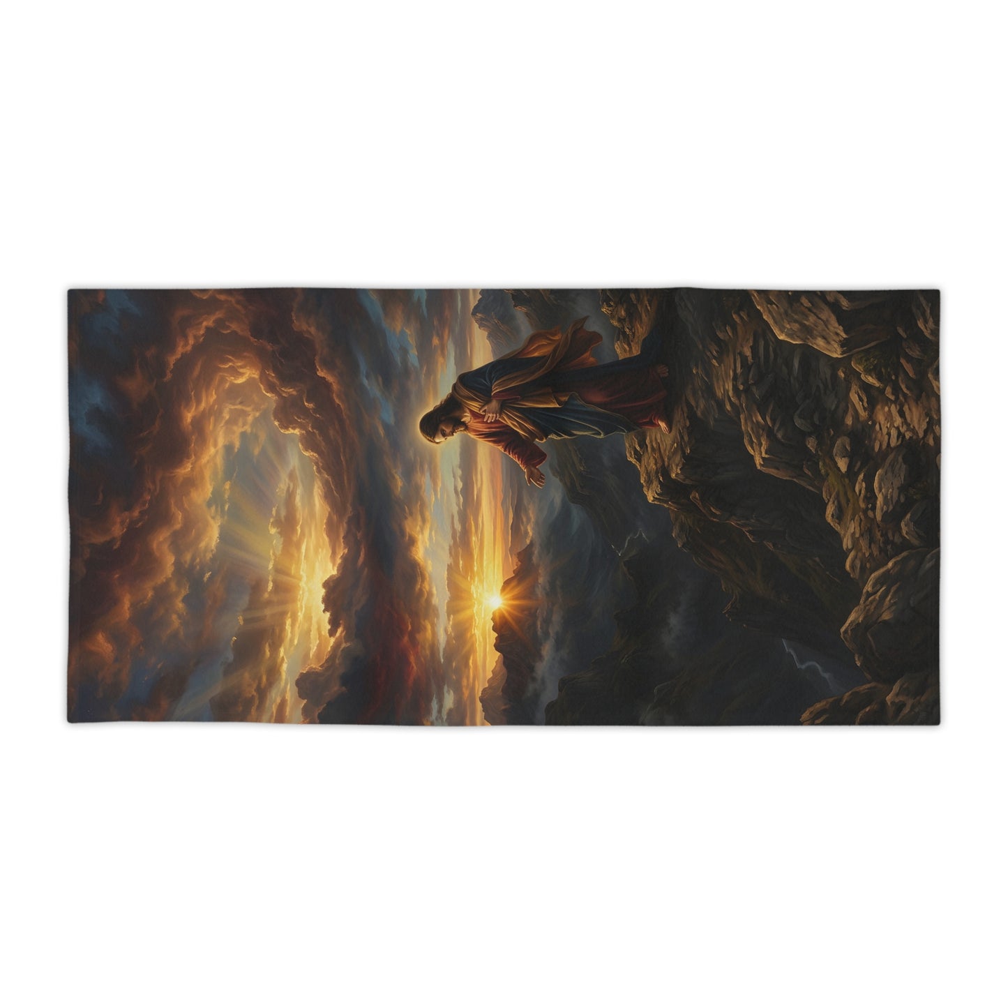 “Joy Comes in the Morning - Sunrise Over Dark Valley” - Beach Towel