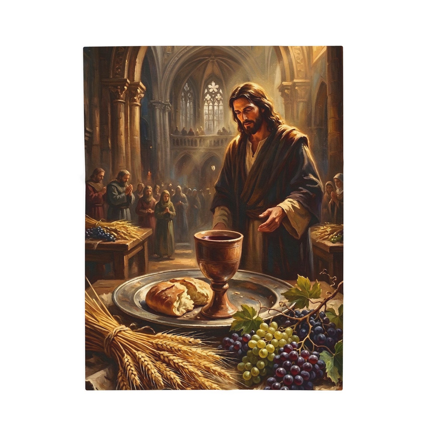 “The Harvest of Faith - Communion Still Life” - Plush Blanket
