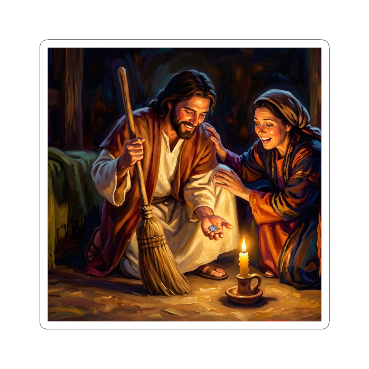 “Lost and Found - The Sweeping Woman of Luke 15” - Sticker
