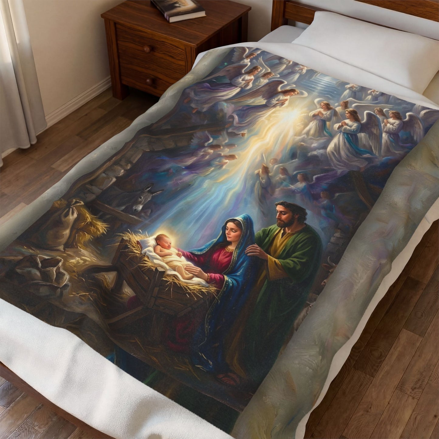 “Prince of Peace - Holy Family in Bethlehem” - Plush Blanket