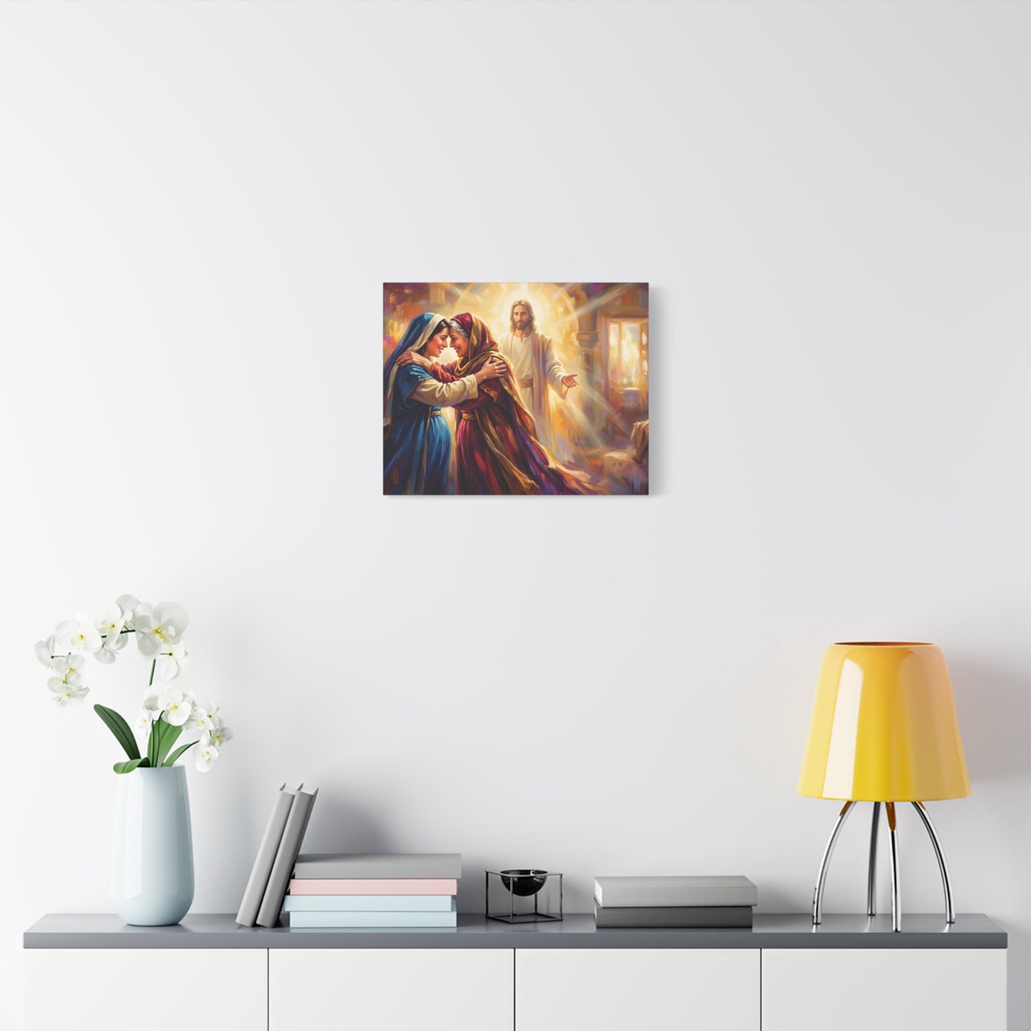 “Divine Embrace - Mary and Elizabeth's Joyful Meeting” - Canvas Art