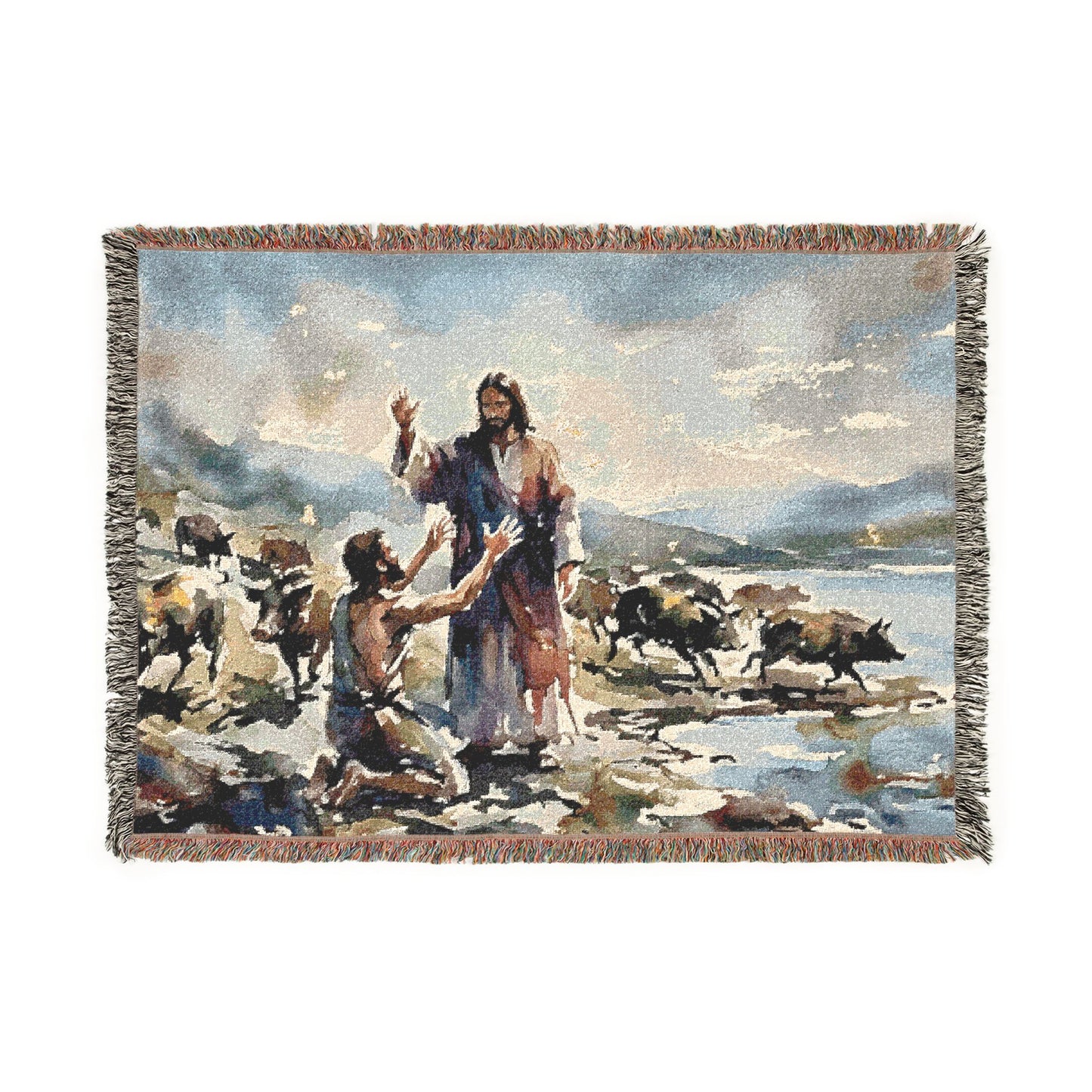 “Unchained - Jesus and the Demoniac” - Woven Blanket