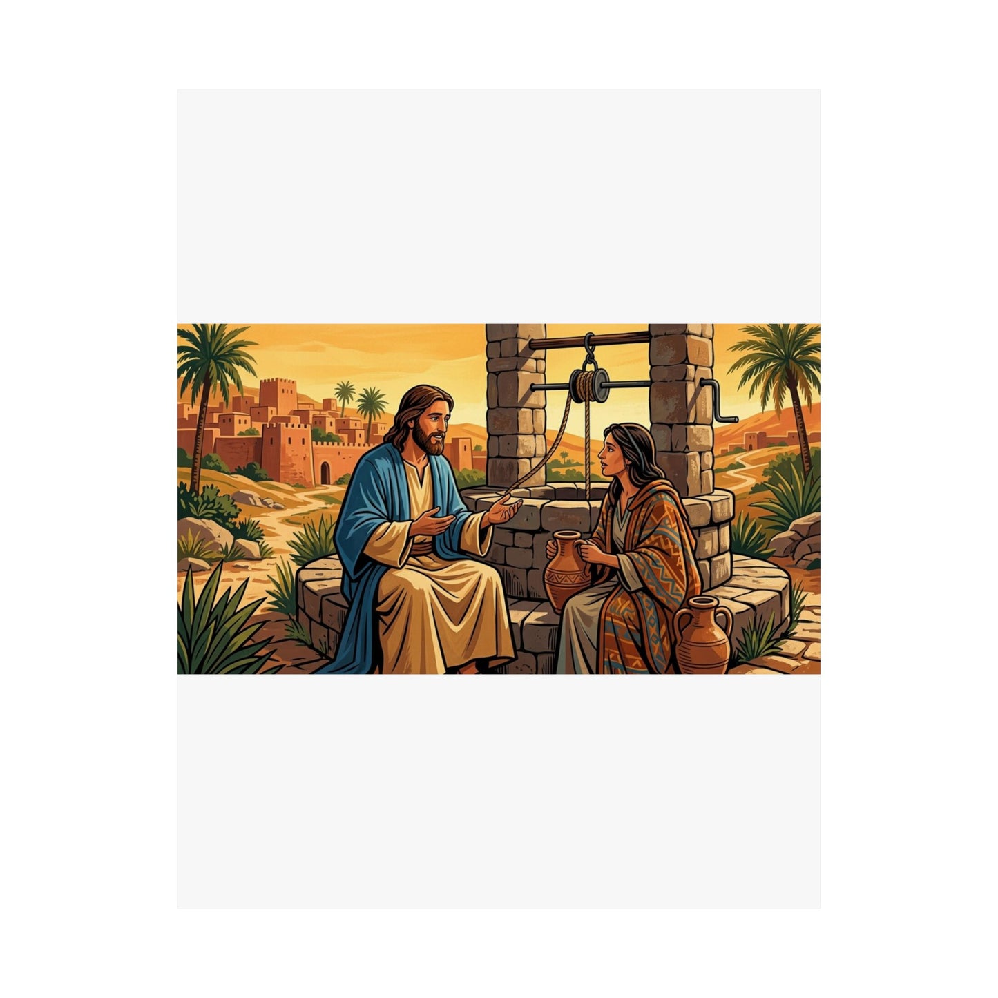 “Living Water - Jesus and the Woman at the Well” - Poster