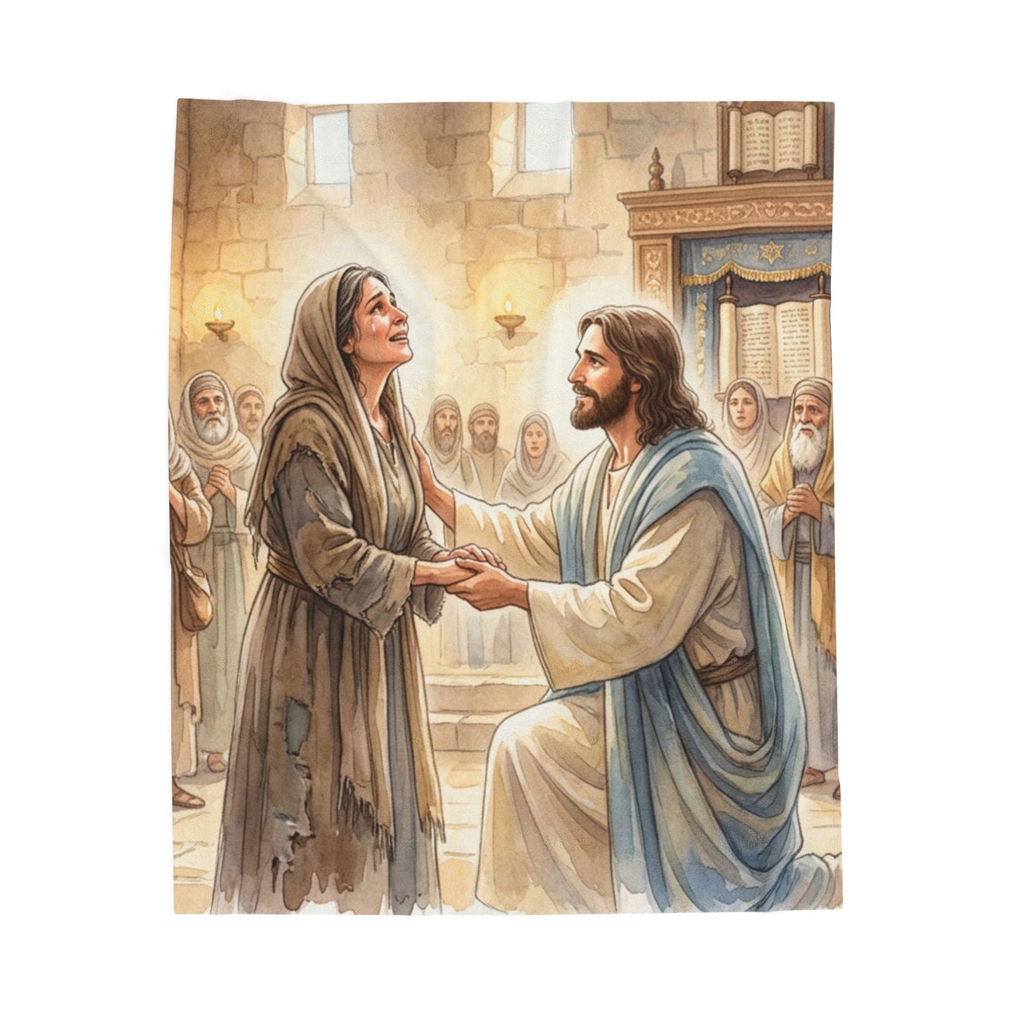 “Released - Jesus Heals the Bent Woman” - Plush Blanket