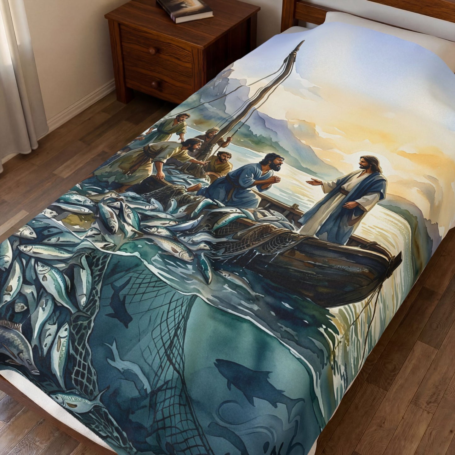 “Cast Your Nets - The Miraculous Catch” - Plush Blanket