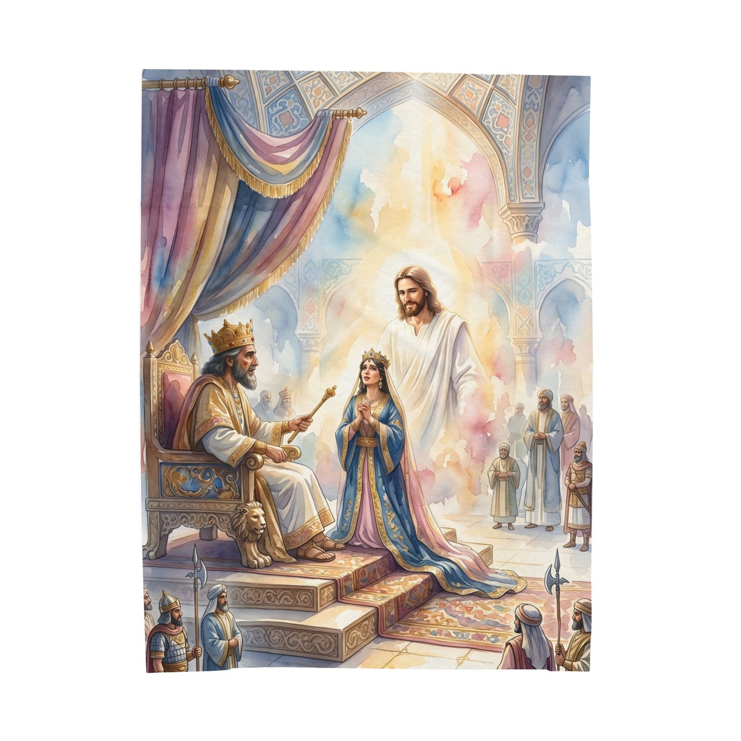 “For Such a Time - Esther Before Ahasuerus” - Plush Blanket