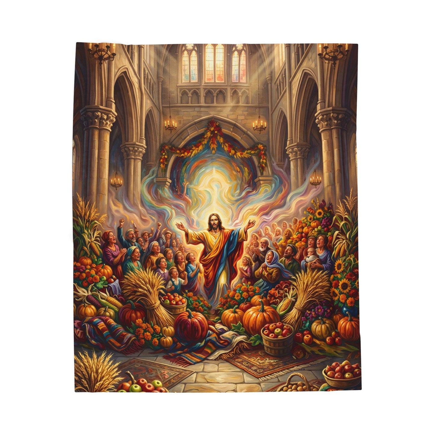 “Bountiful Blessings - A Harvest of Thanksgiving” - Plush Blanket