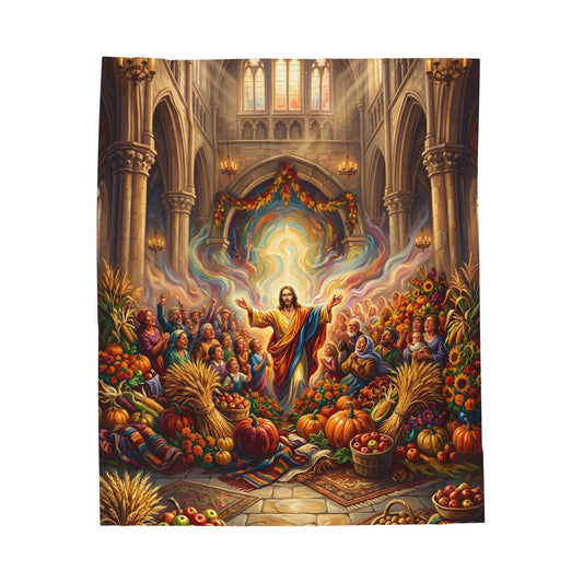 “Bountiful Blessings - A Harvest of Thanksgiving” - Plush Blanket