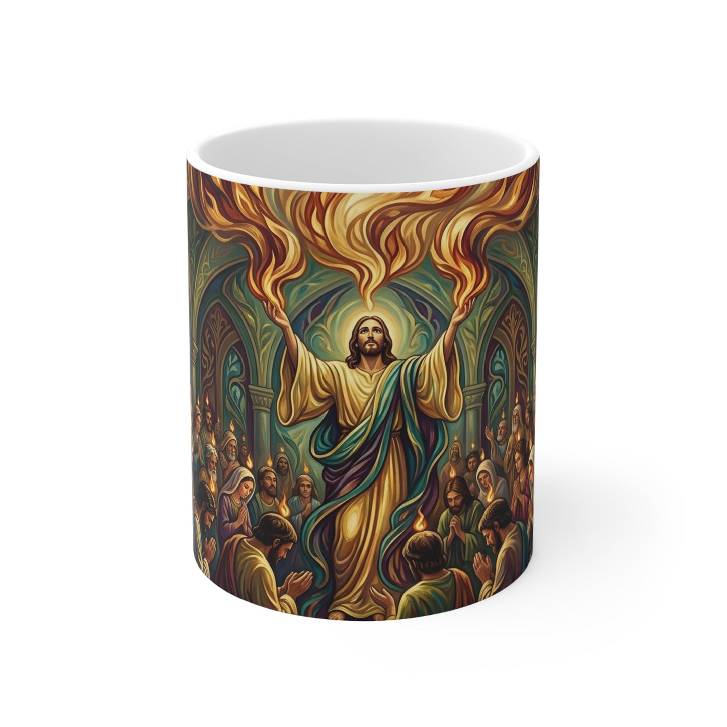 “Spirit Poured Out - Pentecost Flames Descending” - Coffee Mug